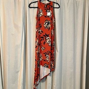 Orange floral high low dress. Madison size small. NWT